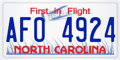 NC license plate AFO4924