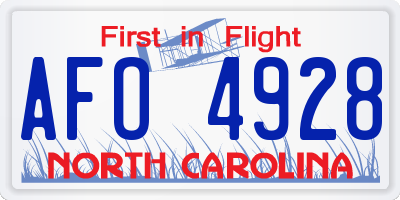 NC license plate AFO4928