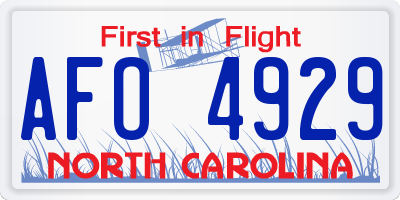 NC license plate AFO4929