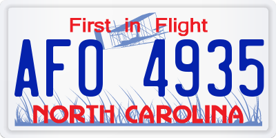 NC license plate AFO4935