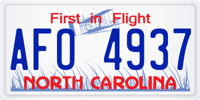 NC license plate AFO4937