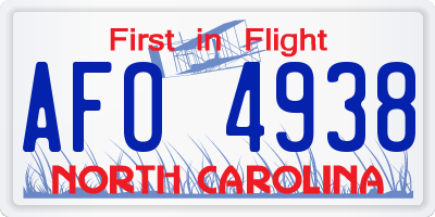 NC license plate AFO4938