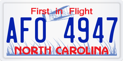 NC license plate AFO4947