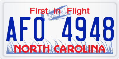NC license plate AFO4948
