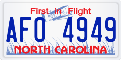 NC license plate AFO4949