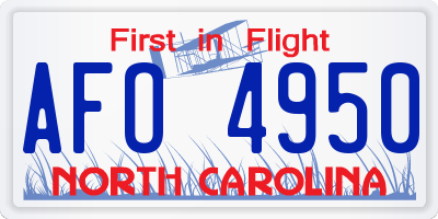 NC license plate AFO4950