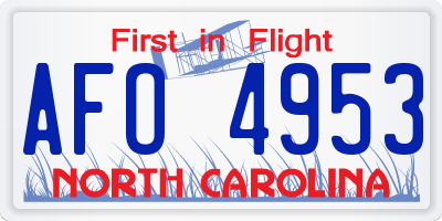 NC license plate AFO4953