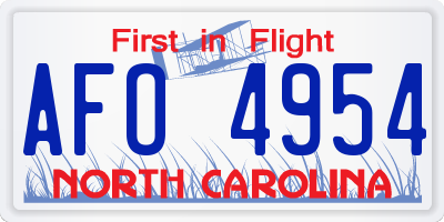 NC license plate AFO4954