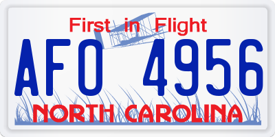 NC license plate AFO4956