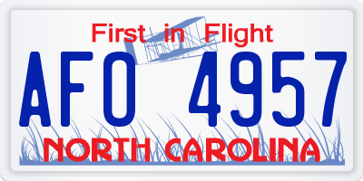 NC license plate AFO4957