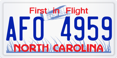 NC license plate AFO4959