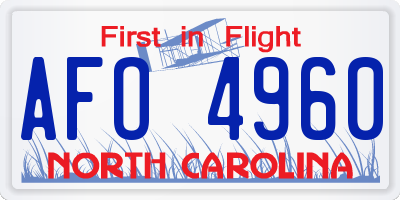 NC license plate AFO4960