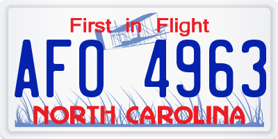 NC license plate AFO4963