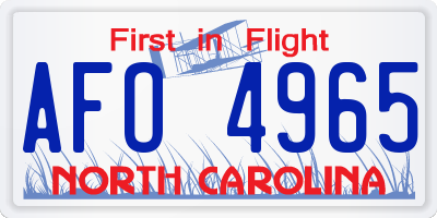 NC license plate AFO4965