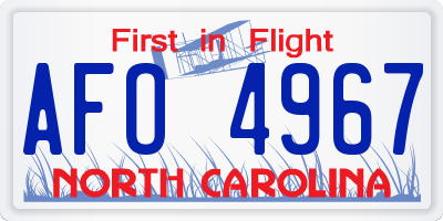NC license plate AFO4967