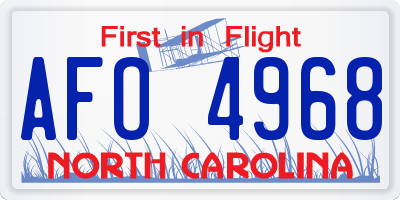 NC license plate AFO4968