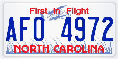 NC license plate AFO4972