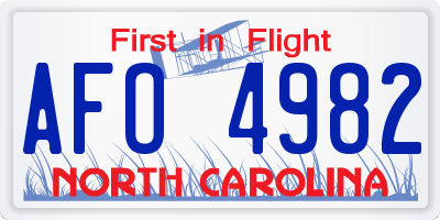 NC license plate AFO4982