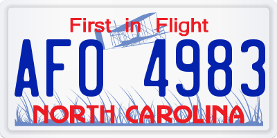 NC license plate AFO4983