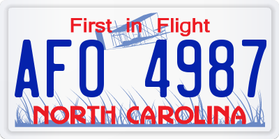NC license plate AFO4987