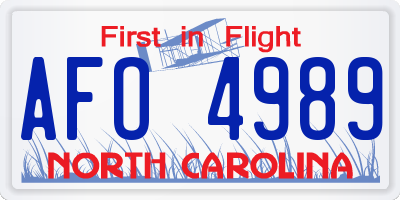 NC license plate AFO4989
