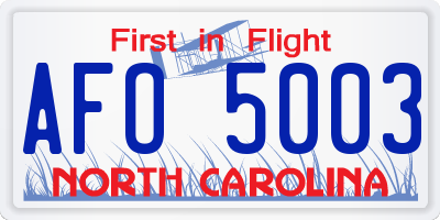 NC license plate AFO5003