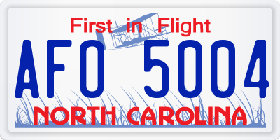 NC license plate AFO5004