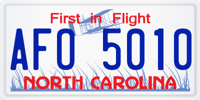 NC license plate AFO5010