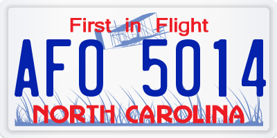 NC license plate AFO5014