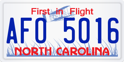 NC license plate AFO5016