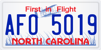NC license plate AFO5019