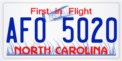 NC license plate AFO5020