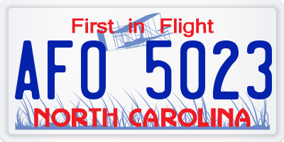 NC license plate AFO5023