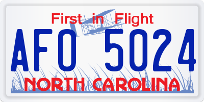 NC license plate AFO5024