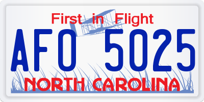 NC license plate AFO5025