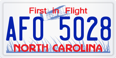 NC license plate AFO5028