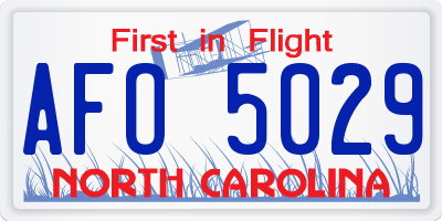 NC license plate AFO5029
