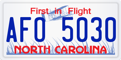 NC license plate AFO5030
