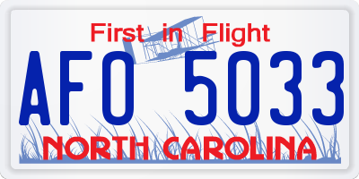 NC license plate AFO5033