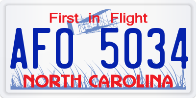 NC license plate AFO5034