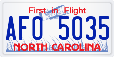 NC license plate AFO5035