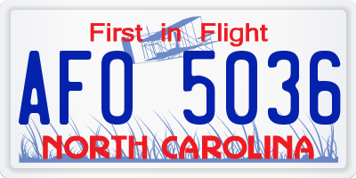 NC license plate AFO5036