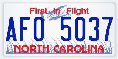 NC license plate AFO5037