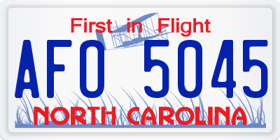 NC license plate AFO5045