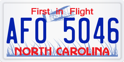 NC license plate AFO5046