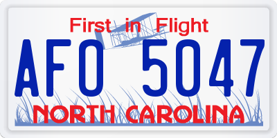 NC license plate AFO5047