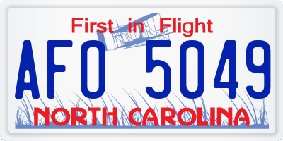 NC license plate AFO5049