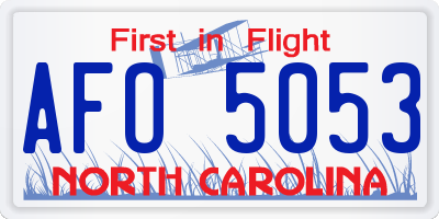 NC license plate AFO5053