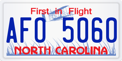 NC license plate AFO5060