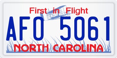 NC license plate AFO5061